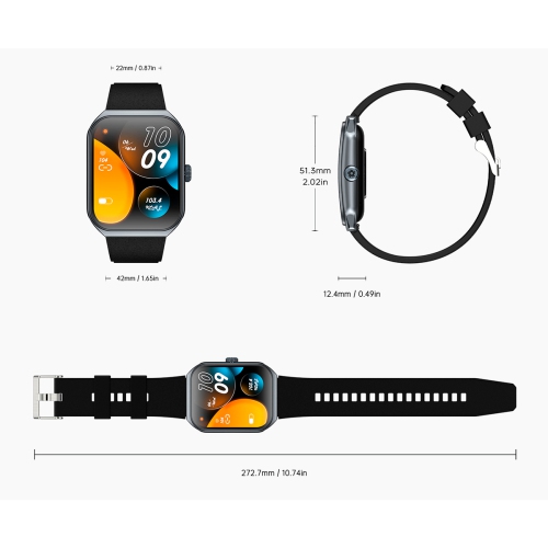 AMOLED HD Smart Watch Fitness Watch Bluetooth Calling for Android iPhone Samsung（Black)