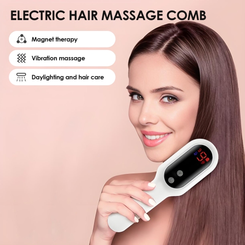 Red and Blue Light Head Massage Comb, Electric Scalp Massager for Hair Care, Straight Hair and Anti-Hair Loss