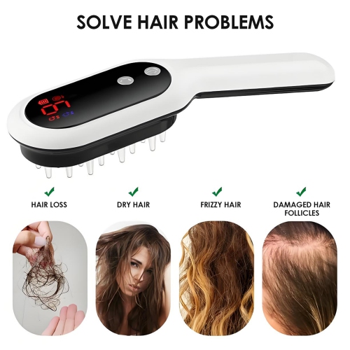 Red and Blue Light Head Massage Comb, Electric Scalp Massager for Hair Care, Straight Hair and Anti-Hair Loss