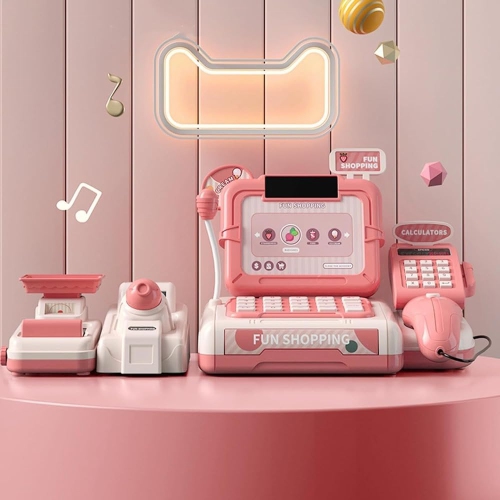 Kids toy set: supermarket with cash register and shopping simulation