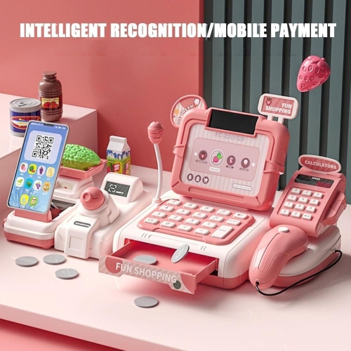Kids toy set: supermarket with cash register and shopping simulation