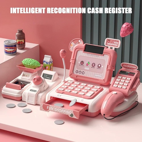 Kids toy set: supermarket with cash register and shopping simulation