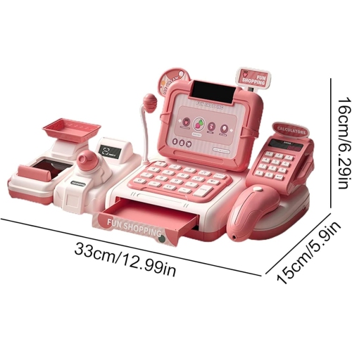 Kids toy set: supermarket with cash register and shopping simulation