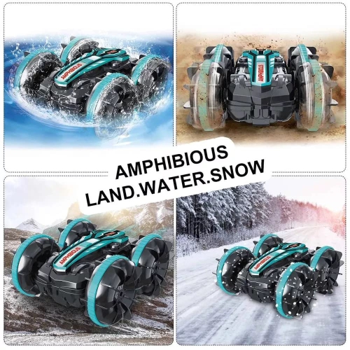 Toys for boys aged 5-12, children's amphibious remote control car, 2.4 GHz remote control stunt car, suitable for boys and girls, 4WD off-road truck