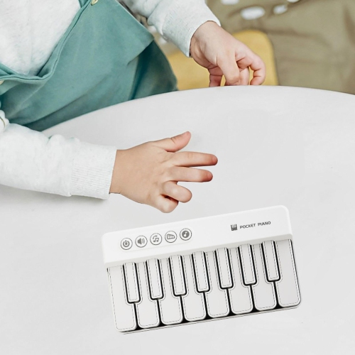 Pocket piano toy, light piano, sturdy piano, baby piano toy, electronic piano - white