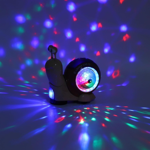 Electric toy universal wheel automatic obstacle avoidance nodding sound and light projection fun little snail children's toy - brown