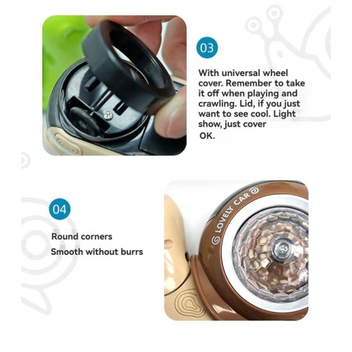 Electric toy universal wheel automatic obstacle avoidance nodding sound and light projection fun little snail children's toy - brown