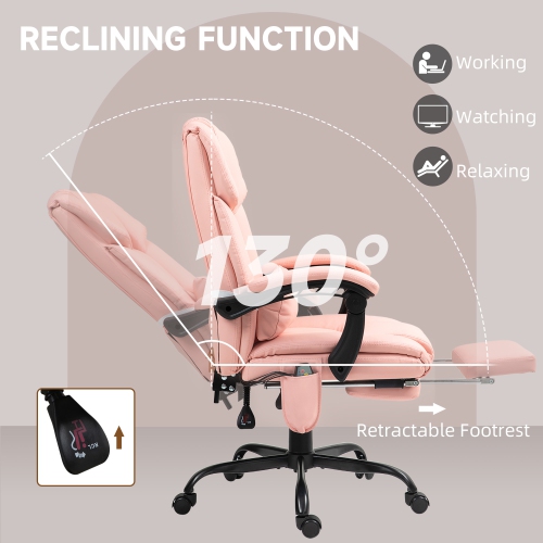 Vinsetto Massage Office Chair with 6 Vibration Points and Remote, Faux Leather Executive Office Chair with Adjustable Height, Retractable Footrest,