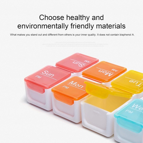 Smart compartment medicine box reminder - 14 compartments sealed and leak-proof design, large screen alarm reminder, portable medicine management box