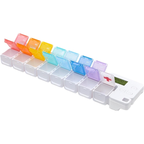 Smart compartment medicine box reminder - 14 compartments sealed and leak-proof design, large screen alarm reminder, portable medicine management box