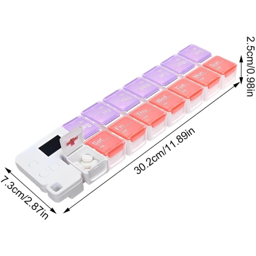 Smart compartment medicine box reminder - 14 compartments sealed and leak-proof design, large screen alarm reminder, portable medicine management box
