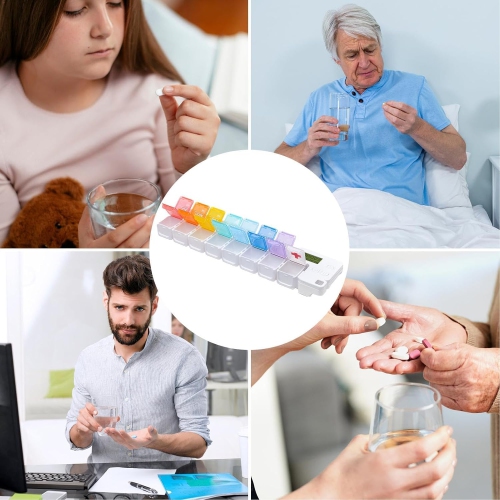 Rappel de boîte à médicaments à compartiment intelligent – 14 compartiments scellés et étanches, rappel d'alarme à grand écran, boîte de gestion