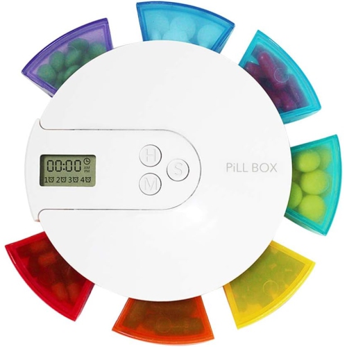 Smart medicine box 7-day portable timer reminder medicine box - food grade PP material, transparent independent compartments, with LCD display,