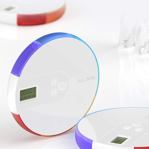 Smart medicine box 7-day portable timer reminder medicine box - food grade PP material, transparent independent compartments, with LCD display,