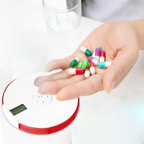 Smart medicine box 7-day portable timer reminder medicine box - food grade PP material, transparent independent compartments, with LCD display,