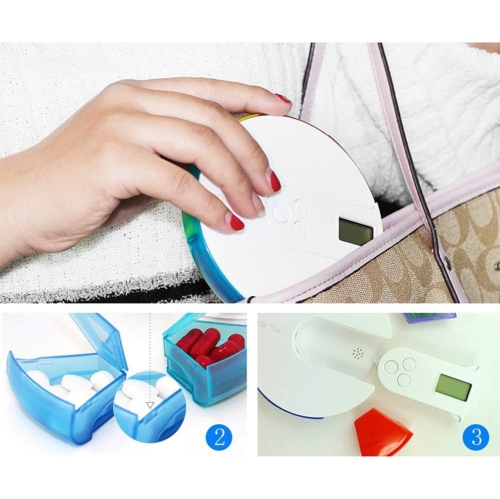 Smart medicine box 7-day portable timer reminder medicine box - food grade PP material, transparent independent compartments, with LCD display,