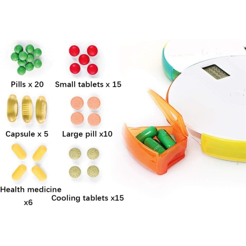 Smart medicine box 7-day portable timer reminder medicine box - food grade PP material, transparent independent compartments, with LCD display,