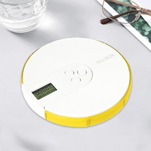 Smart medicine box 7-day portable timer reminder medicine box - food grade PP material, transparent independent compartments, with LCD display,