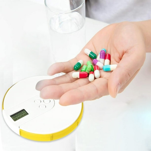 Smart medicine box 7-day portable timer reminder medicine box - food grade PP material, transparent independent compartments, with LCD display,