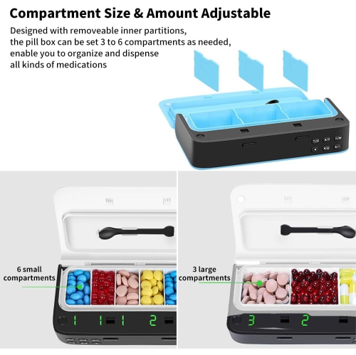 7-grid smart electronic medicine box - adjustable grid + timed reminder + digital screen display, portable and leak-proof, seven-day and one-week