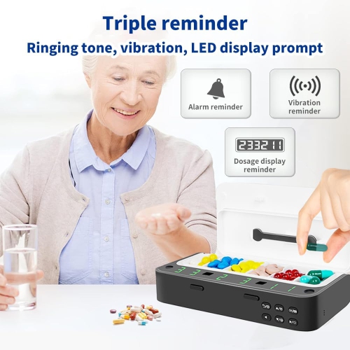 7-grid smart electronic medicine box - adjustable grid + timed reminder + digital screen display, portable and leak-proof, seven-day and one-week