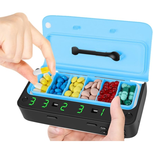 7-grid smart electronic medicine box - adjustable grid + timed reminder + digital screen display, portable and leak-proof, seven-day and one-week