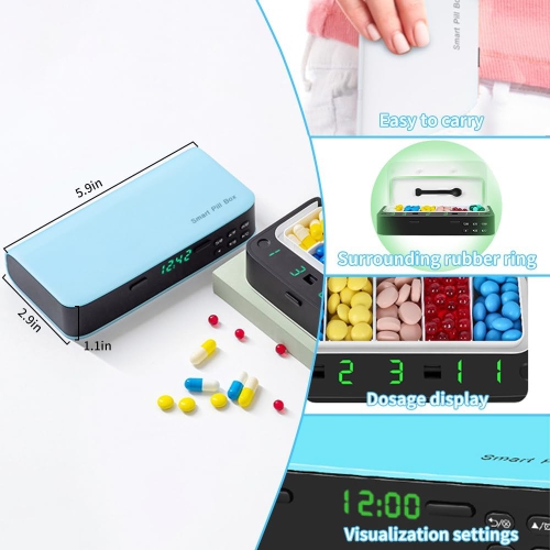 7-grid smart electronic medicine box - adjustable grid + timed reminder + digital screen display, portable and leak-proof, seven-day and one-week