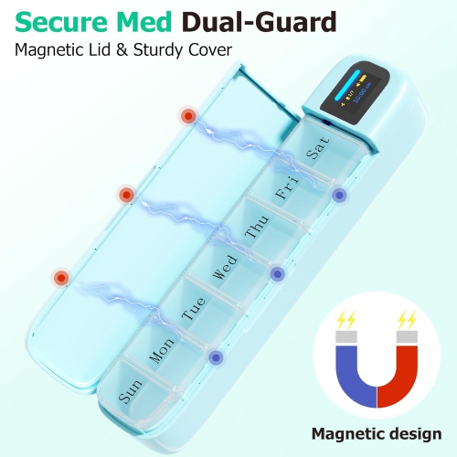 Boîte à médicaments automatique intelligente, boîte à médicaments minutée rechargeable, boîte à médicaments multifonction pour sept jours par