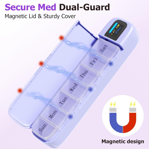 Boîte à médicaments automatique intelligente, boîte à médicaments minutée rechargeable, boîte à médicaments multifonction pour sept jours par