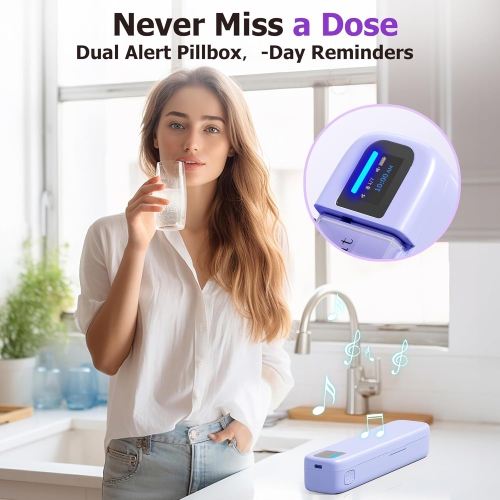 Boîte à médicaments automatique intelligente, boîte à médicaments minutée rechargeable, boîte à médicaments multifonction pour sept jours par