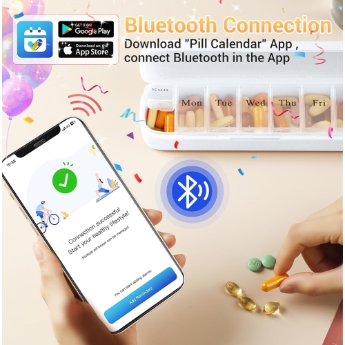 Smart automatic medicine box-rechargeable timed reminder medicine box, multi-function medicine box for seven days a week, portable and leak-proof,