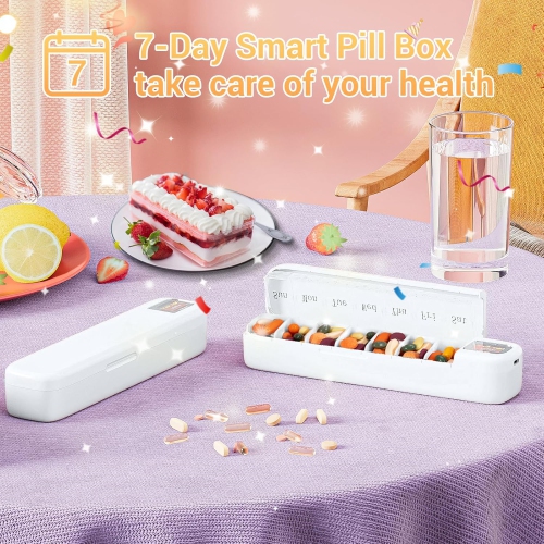 Smart automatic medicine box-rechargeable timed reminder medicine box, multi-function medicine box for seven days a week, portable and leak-proof,