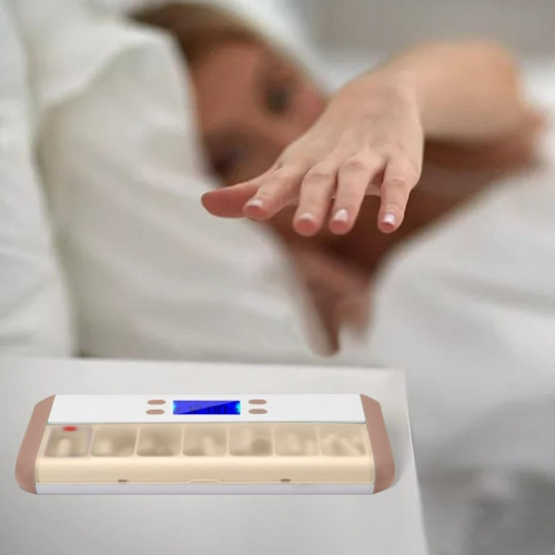 Boîte à médicaments portative Smart reminder - 7 compartiments avec réveil vibration LED Light, étanche à l'humidité et scellé, boîte à médicaments