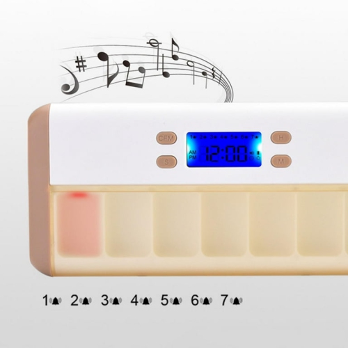 Boîte à médicaments portative Smart reminder - 7 compartiments avec réveil vibration LED Light, étanche à l'humidité et scellé, boîte à médicaments