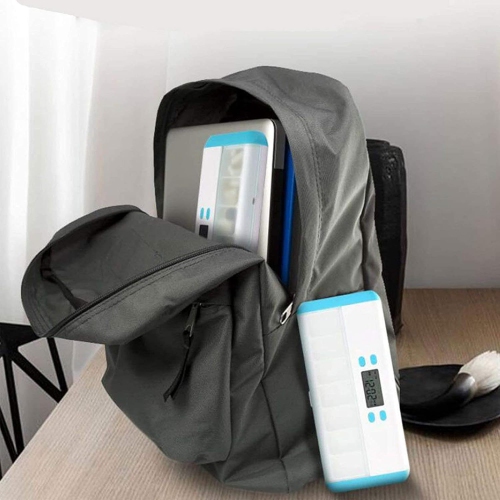 Boîte à médicaments portative Smart reminder - 7 compartiments avec réveil vibration LED Light, étanche à l'humidité et scellé, boîte à médicaments