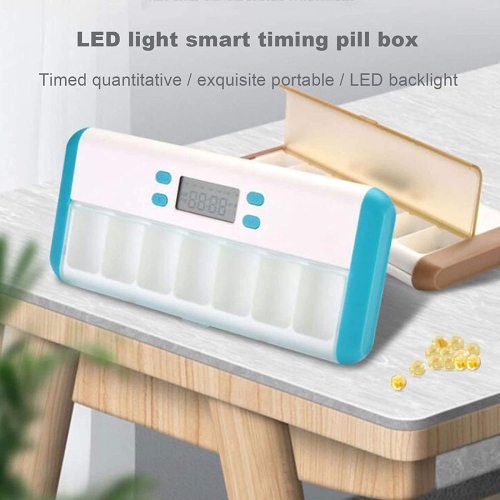 Boîte à médicaments portative Smart reminder - 7 compartiments avec réveil vibration LED Light, étanche à l'humidité et scellé, boîte à médicaments