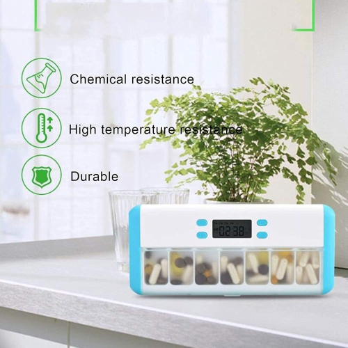 Boîte à médicaments portative Smart reminder - 7 compartiments avec réveil vibration LED Light, étanche à l'humidité et scellé, boîte à médicaments