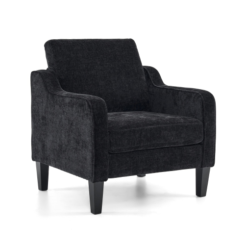 KARL HOME  Chenille Contemporary Accent Chair Armchair for Living Room In Black