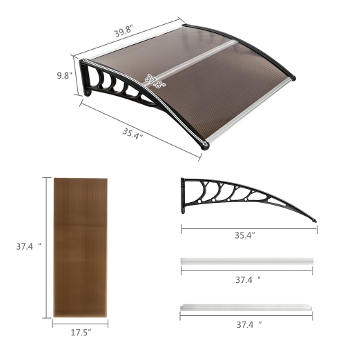 Karl Home 39.8 in. W x 9.84 in. D Polycarbonate Cover Convex Window Awning