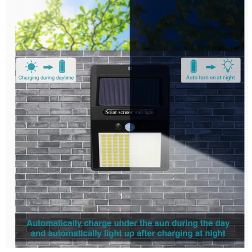 Pack Of 10 100LED Solar Motion Sensor Light Outdoor Wireless Solar Wall Lights Solar Security Lights for Fence Yard Garden Deck Garage