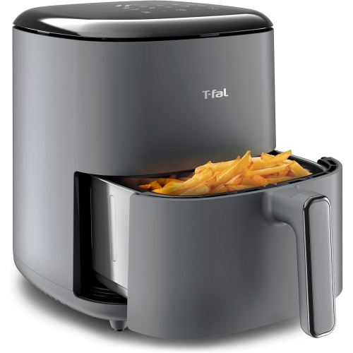 T-FAL  Easy Fry 5.3 Quart Air Fryer With Basket, 10 Auto Cooking Programs, Digital Touchscreen, Dishwasher Safe Basket - (Ey245B50) In Grey