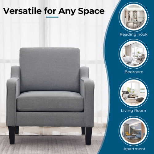 Fauteuil d'appoint contemporain en coton et lin de Karl Home pour salon gris