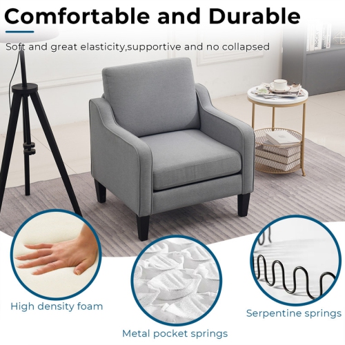 Fauteuil d'appoint contemporain en coton et lin de Karl Home pour salon gris