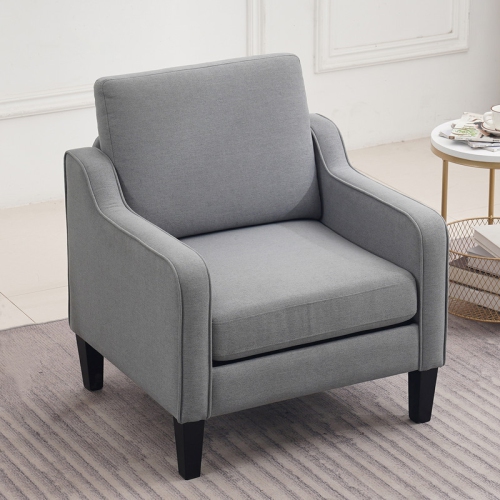 Fauteuil d'appoint contemporain en coton et lin de Karl Home pour salon gris