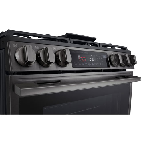 Cuisinière à gaz encastrable de 30 po à 5 brûleurs et à four à convection véritable de 6,3 pi³ de LG - Inox noir