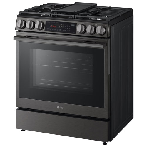 Cuisinière à gaz encastrable de 30 po à 5 brûleurs et à four à convection véritable de 6,3 pi³ de LG - Inox noir