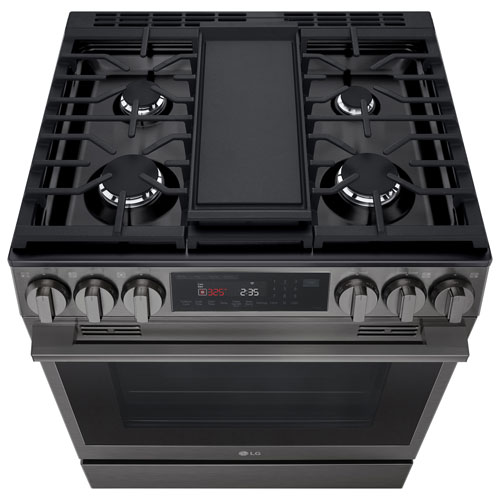 Cuisinière à gaz encastrable de 30 po à 5 brûleurs et à four à convection véritable de 6,3 pi³ de LG - Inox noir
