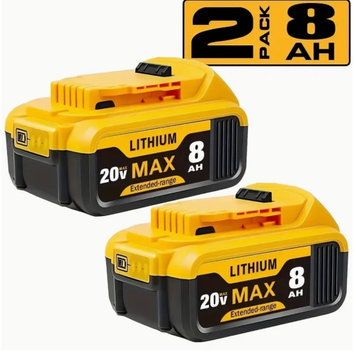 2 Pack 8.0Ah 20V Replacement Battery Compatible With De-walt 20V Battery Max XR Lithium Ion DCB204 DCB206 DCB200 DCB180 DCD985B DCD771C2 DCS355D1