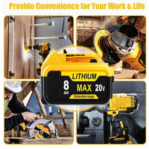 2 Pack 8.0Ah 20V Replacement Battery Compatible With De-walt 20V Battery Max XR Lithium Ion DCB204 DCB206 DCB200 DCB180 DCD985B DCD771C2 DCS355D1