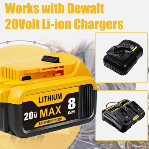 2 Pack 8.0Ah 20V Replacement Battery Compatible With De-walt 20V Battery Max XR Lithium Ion DCB204 DCB206 DCB200 DCB180 DCD985B DCD771C2 DCS355D1
